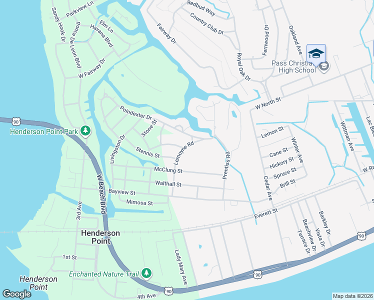 map of restaurants, bars, coffee shops, grocery stores, and more near 320 Lemoyne Rd in Pass Christian