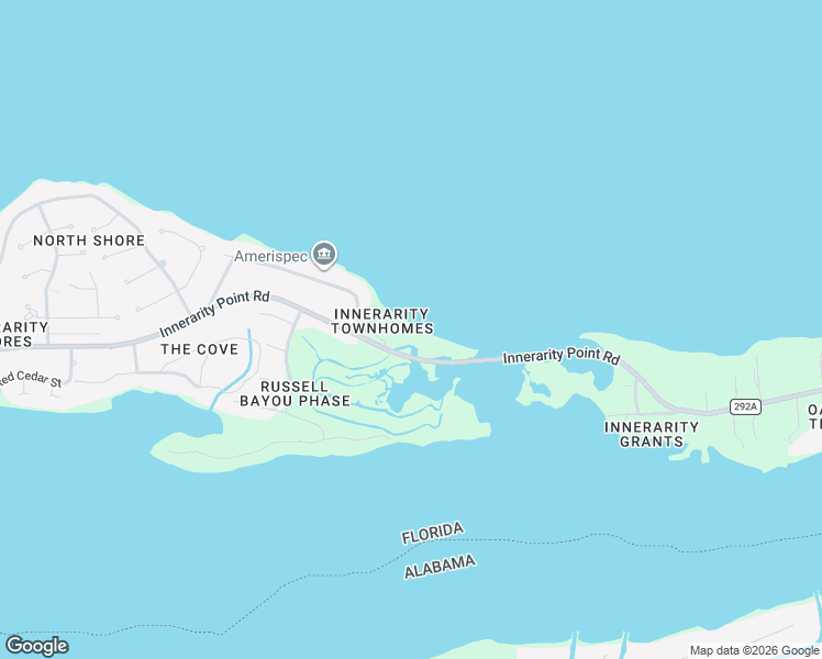 map of restaurants, bars, coffee shops, grocery stores, and more near 16080 Innerarity Point Road in Pensacola