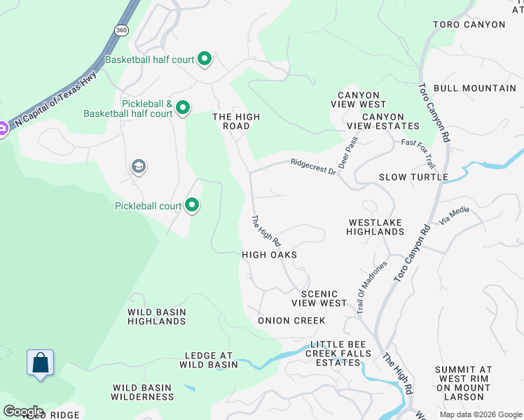 map of restaurants, bars, coffee shops, grocery stores, and more near 1414 The High Road in Austin