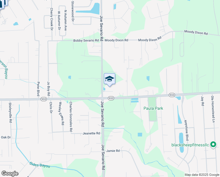 map of restaurants, bars, coffee shops, grocery stores, and more near 42018 Highway 933 in Prairieville