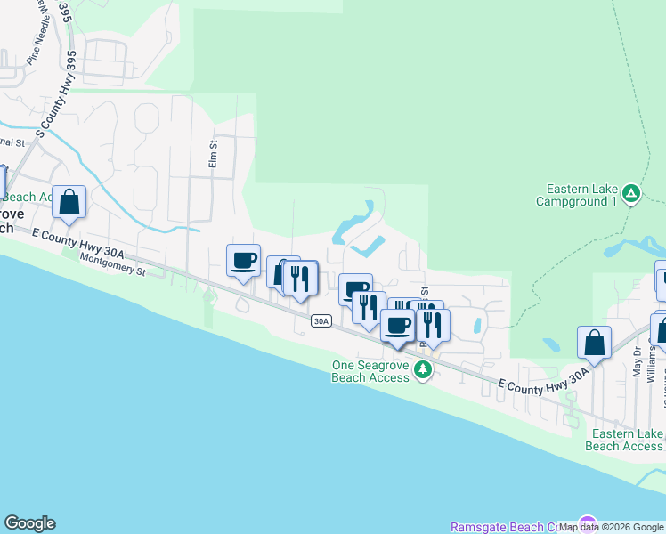 map of restaurants, bars, coffee shops, grocery stores, and more near 4690 Old Mill Road in Santa Rosa Beach