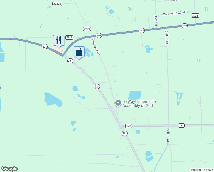 map of restaurants, bars, coffee shops, grocery stores, and more near 27 County Road 2249 in Cleveland