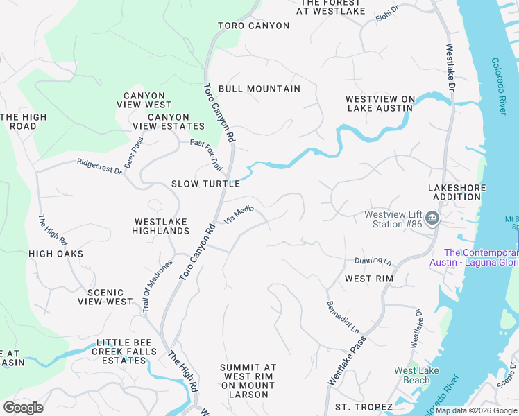 map of restaurants, bars, coffee shops, grocery stores, and more near 4606 Vía Media in Austin