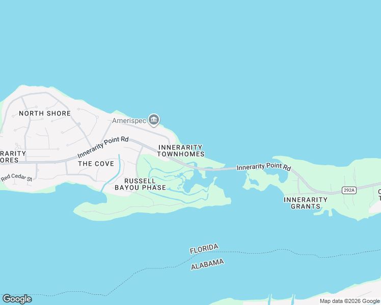map of restaurants, bars, coffee shops, grocery stores, and more near 16080 Innerarity Point Road in Pensacola
