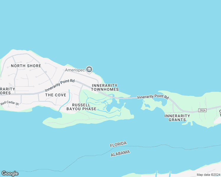 map of restaurants, bars, coffee shops, grocery stores, and more near 16080 Innerarity Point Road in Pensacola