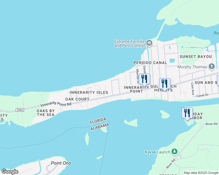 map of restaurants, bars, coffee shops, grocery stores, and more near 5741 Renee Terrace in Pensacola