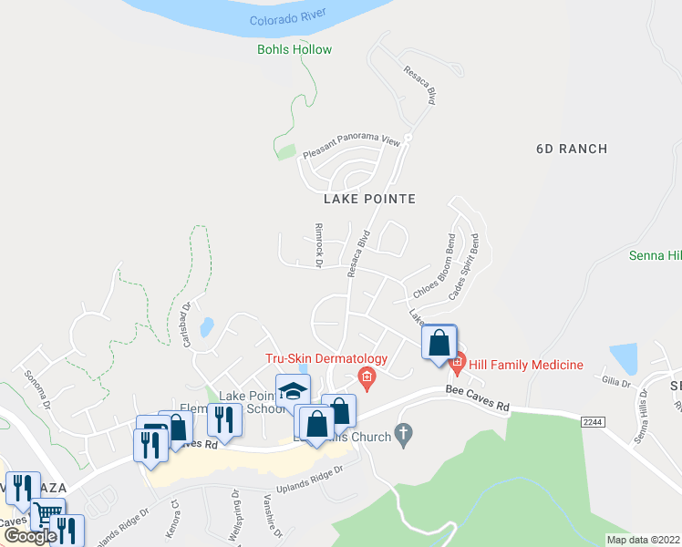 map of restaurants, bars, coffee shops, grocery stores, and more near 11905 Lake Stone Drive in Austin