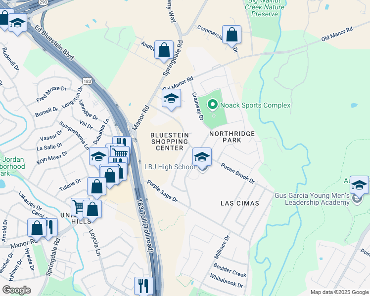 map of restaurants, bars, coffee shops, grocery stores, and more near in Austin