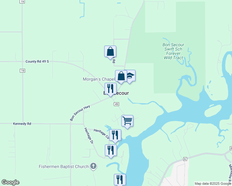 map of restaurants, bars, coffee shops, grocery stores, and more near in Bon Secour