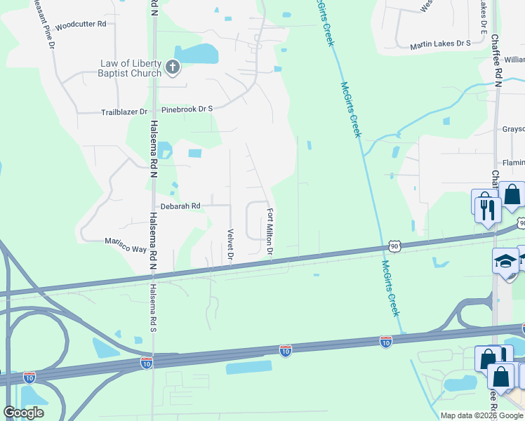 map of restaurants, bars, coffee shops, grocery stores, and more near 141 Perry Creek Drive in Jacksonville