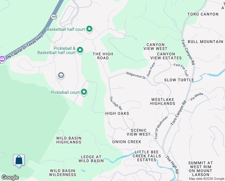 map of restaurants, bars, coffee shops, grocery stores, and more near 1414 The High Road in Austin