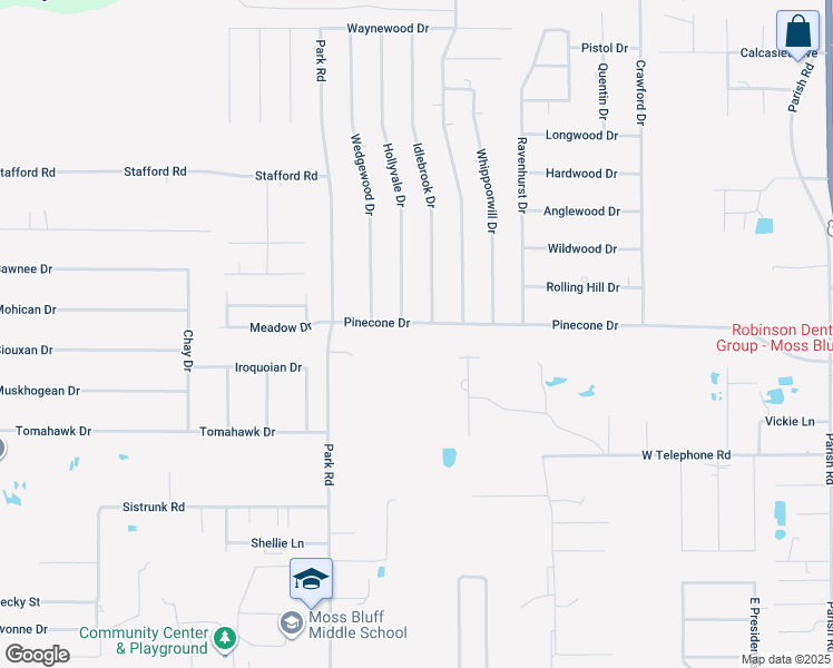 map of restaurants, bars, coffee shops, grocery stores, and more near 827 Pinecone Dr in Lake Charles