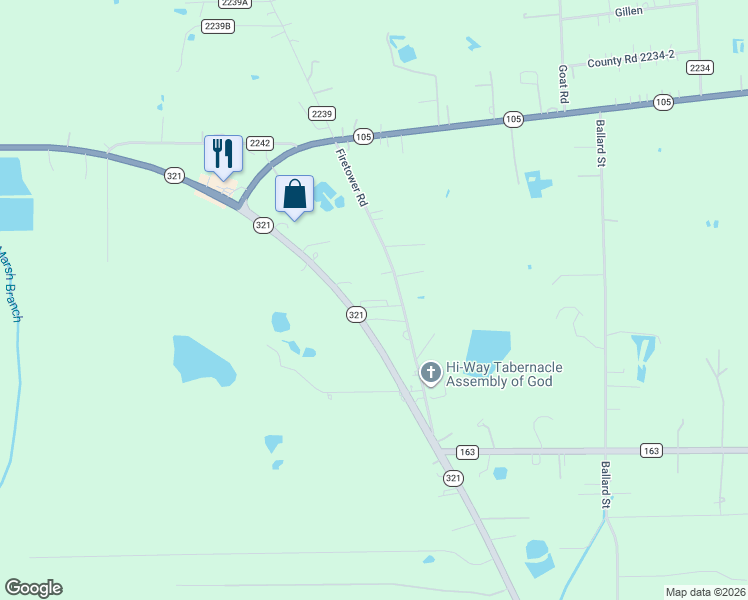 map of restaurants, bars, coffee shops, grocery stores, and more near 27 County Road 2249 in Cleveland