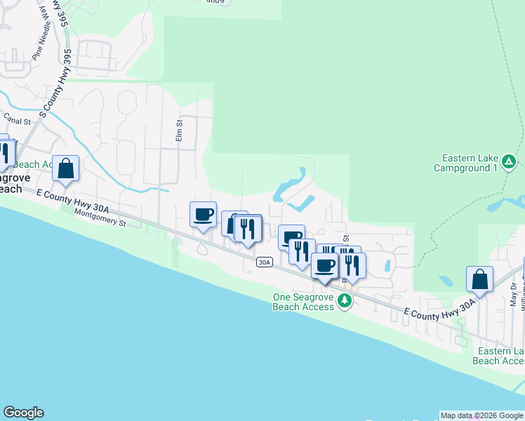 map of restaurants, bars, coffee shops, grocery stores, and more near 4690 Old Mill Road in Santa Rosa Beach