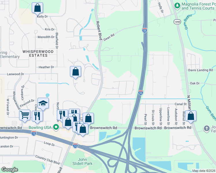 map of restaurants, bars, coffee shops, grocery stores, and more near 509 Florence Drive in Slidell