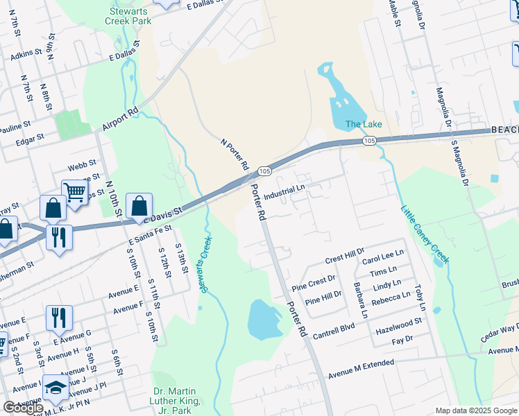 map of restaurants, bars, coffee shops, grocery stores, and more near 263 Farm to Market Road 1314 in Conroe