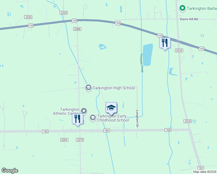 map of restaurants, bars, coffee shops, grocery stores, and more near 690 County Road 2269 in Cleveland
