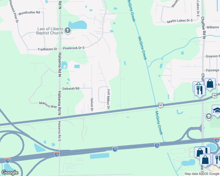map of restaurants, bars, coffee shops, grocery stores, and more near 193 Fort Milton Drive in Jacksonville