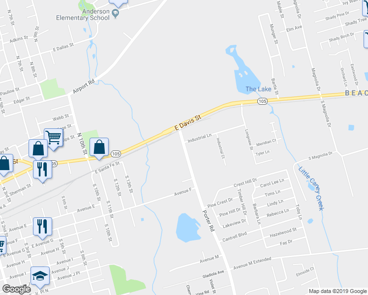 map of restaurants, bars, coffee shops, grocery stores, and more near 253 Farm to Market Road 1314 in Conroe