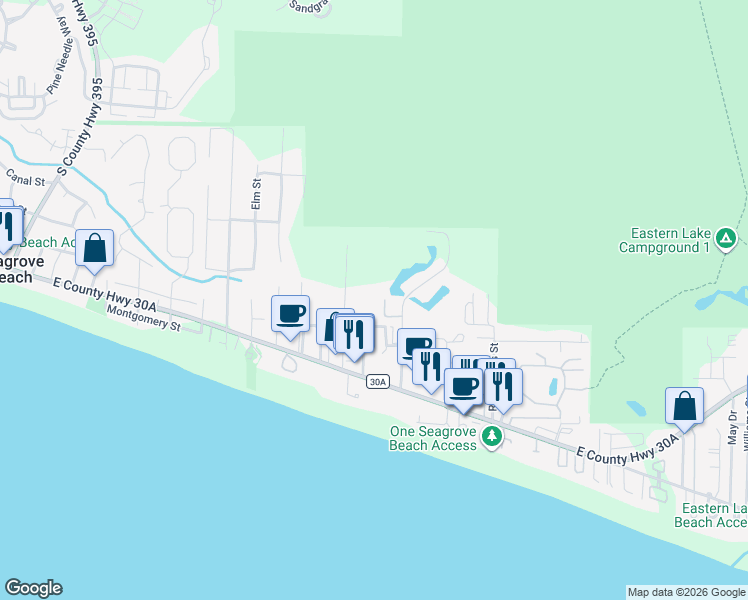 map of restaurants, bars, coffee shops, grocery stores, and more near 231 Somerset Bridge Road in Santa Rosa Beach