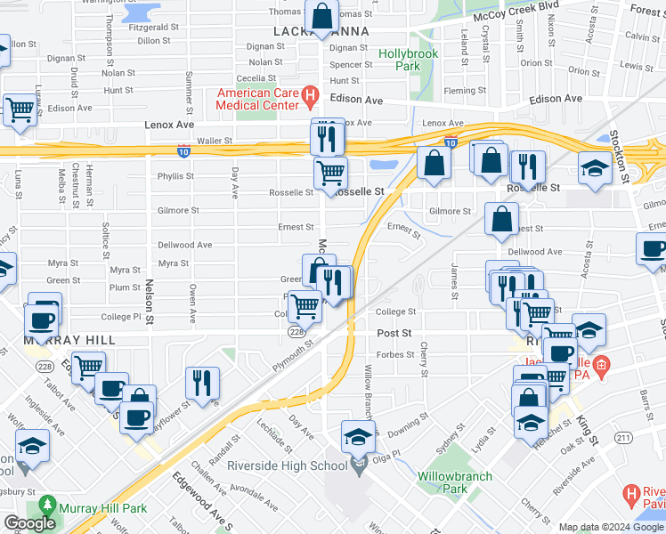 map of restaurants, bars, coffee shops, grocery stores, and more near 2985 Myra Street in Jacksonville