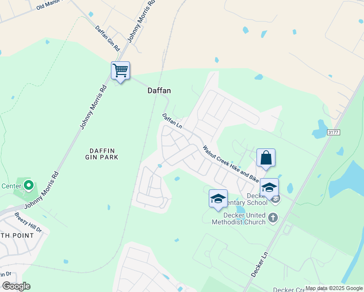 map of restaurants, bars, coffee shops, grocery stores, and more near 7500 Walnut Creek Hike and Bike Trail in Austin