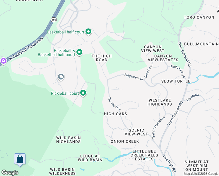 map of restaurants, bars, coffee shops, grocery stores, and more near 1502 The High Road in Austin