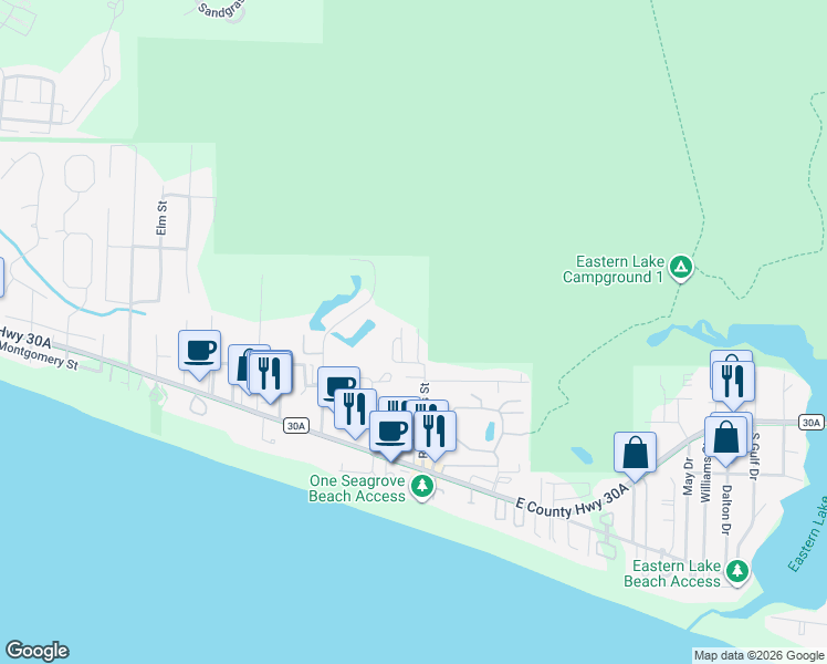 map of restaurants, bars, coffee shops, grocery stores, and more near 331 Robert Ellis Street in Santa Rosa Beach