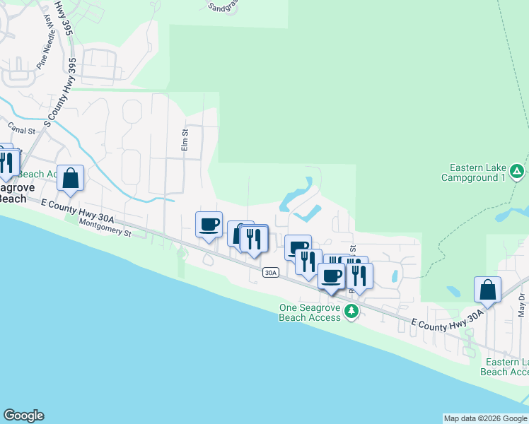 map of restaurants, bars, coffee shops, grocery stores, and more near 231 Somerset Bridge Road in Santa Rosa Beach