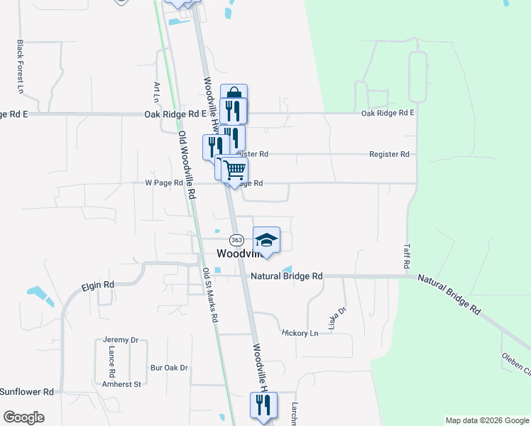 map of restaurants, bars, coffee shops, grocery stores, and more near 1915 Shadyside Circle in Tallahassee