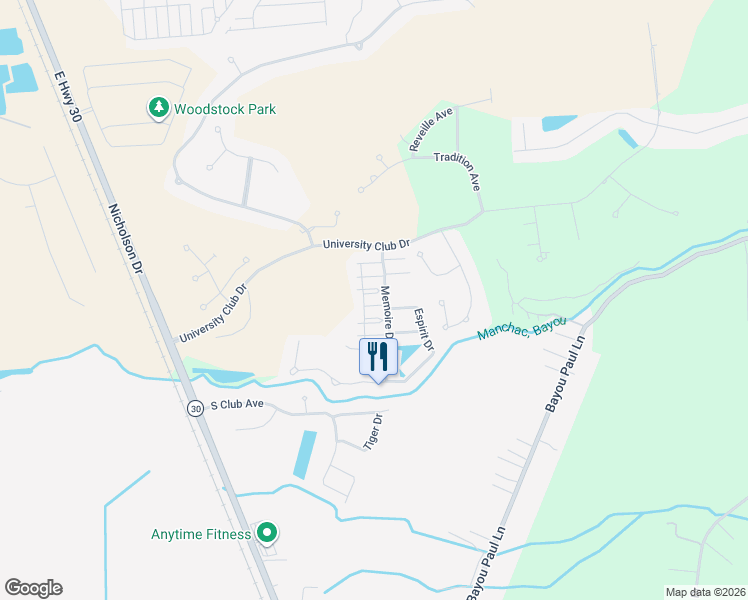 map of restaurants, bars, coffee shops, grocery stores, and more near 3036 Lac D or Avenue in Baton Rouge