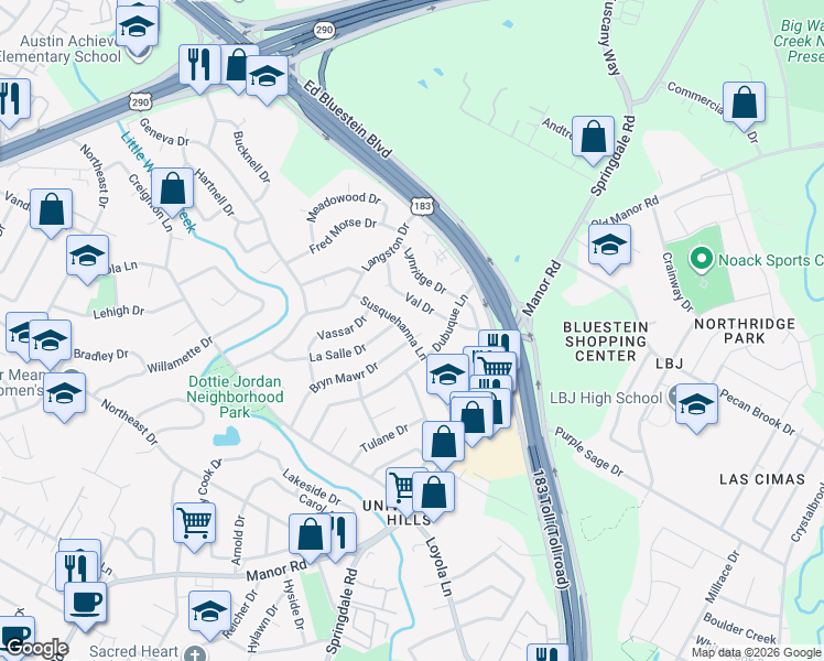 map of restaurants, bars, coffee shops, grocery stores, and more near 7004 Bryn Mawr Cove in Austin