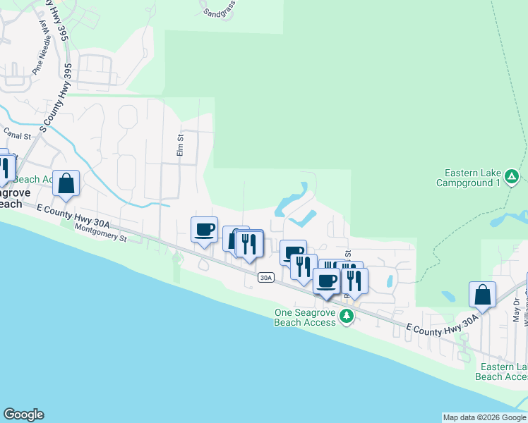 map of restaurants, bars, coffee shops, grocery stores, and more near 231 Somerset Bridge Road in Santa Rosa Beach
