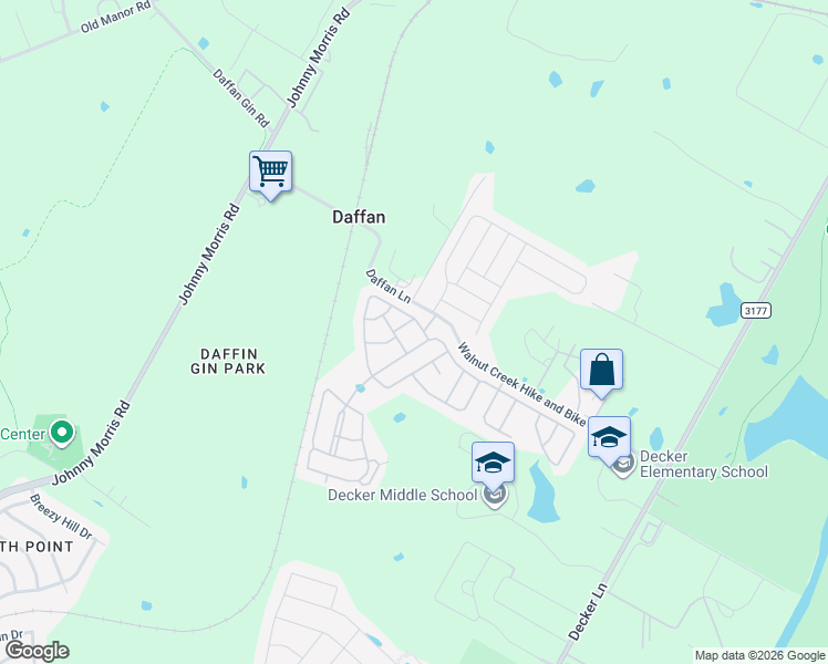 map of restaurants, bars, coffee shops, grocery stores, and more near 7500 Walnut Creek Hike and Bike Trail in Austin