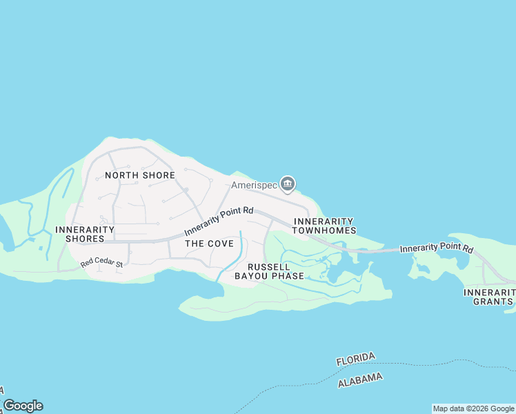 map of restaurants, bars, coffee shops, grocery stores, and more near 16300 Innerarity Point Road in Pensacola