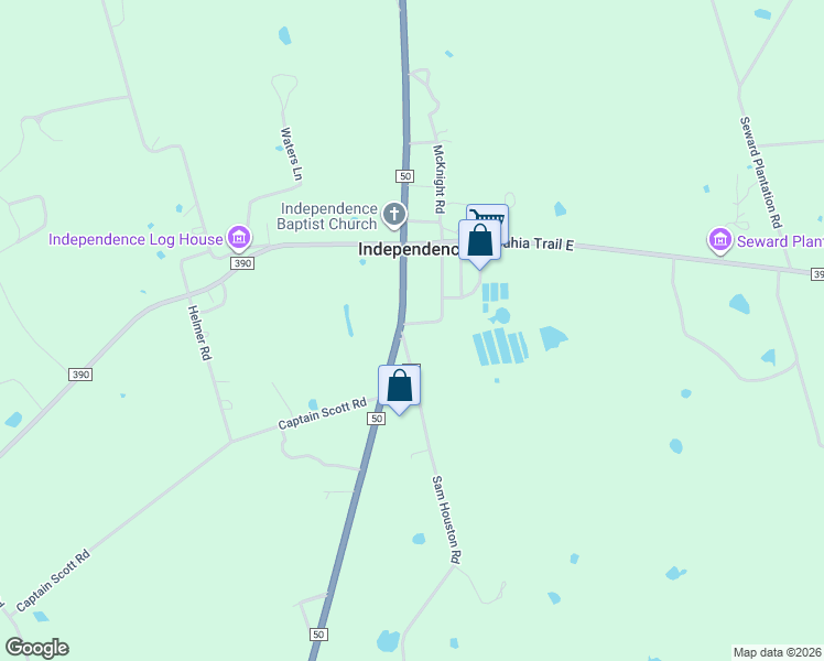 map of restaurants, bars, coffee shops, grocery stores, and more near 10150 Farm to Market 50 in Brenham