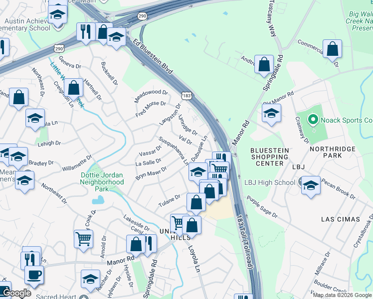 map of restaurants, bars, coffee shops, grocery stores, and more near 7004 Bryn Mawr Cove in Austin
