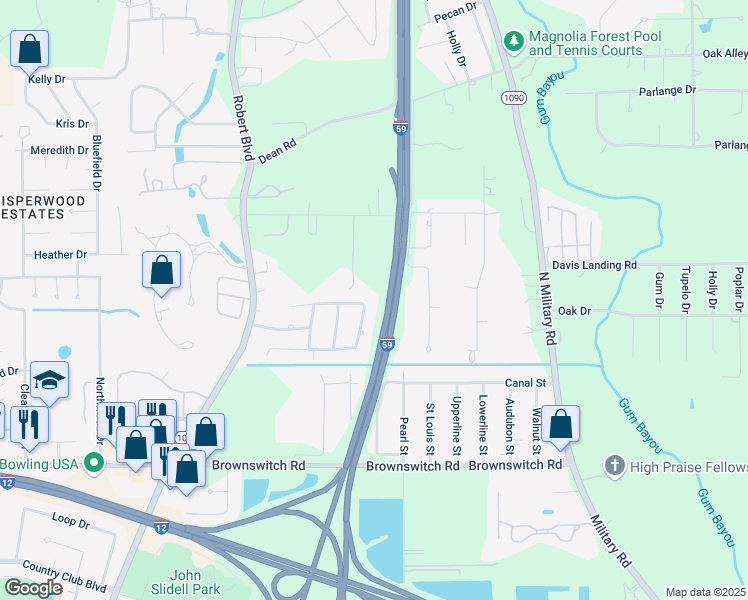 map of restaurants, bars, coffee shops, grocery stores, and more near 330 Palermo Drive in Slidell