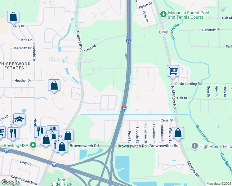 map of restaurants, bars, coffee shops, grocery stores, and more near 330 Palermo Drive in Slidell