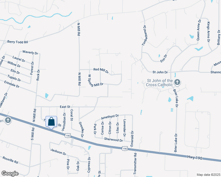 map of restaurants, bars, coffee shops, grocery stores, and more near 61090 Bumper Road in Lacombe