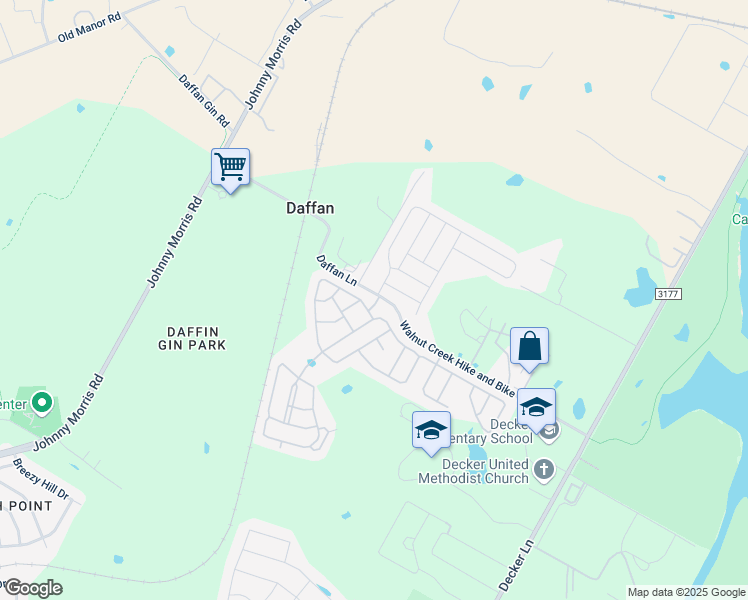 map of restaurants, bars, coffee shops, grocery stores, and more near 7500 Walnut Creek Hike and Bike Trail in Austin