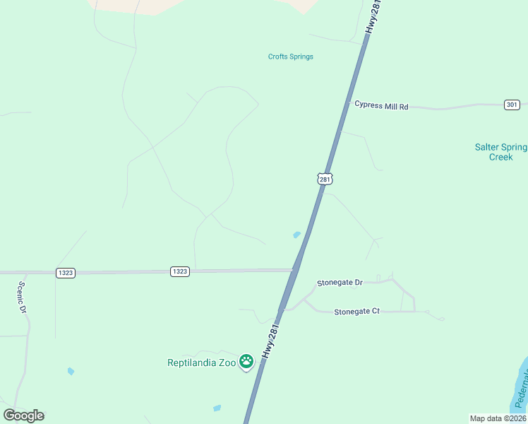 map of restaurants, bars, coffee shops, grocery stores, and more near 282 Ranch Road 1323 in Johnson City