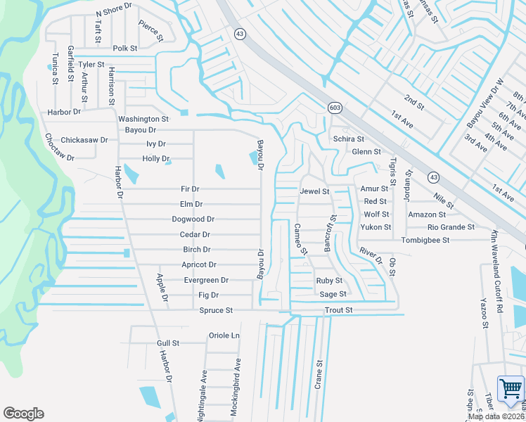 map of restaurants, bars, coffee shops, grocery stores, and more near 9144 Bayou Dr in Hancock