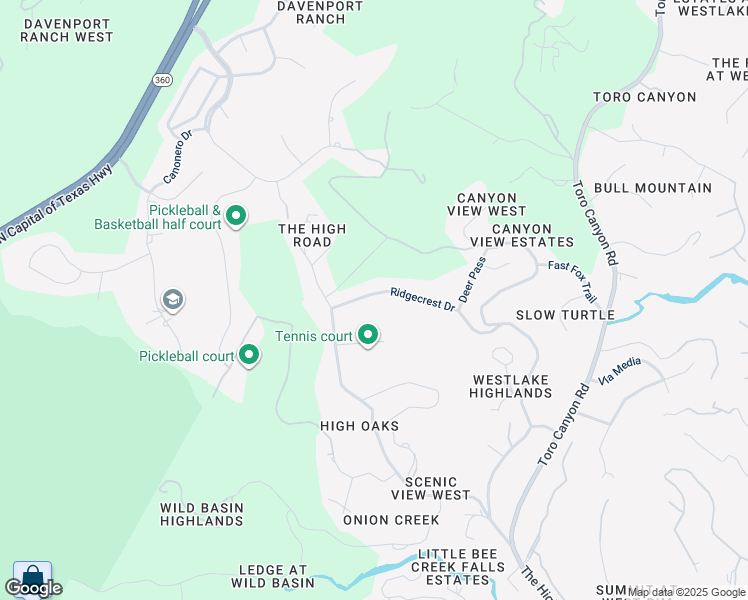 map of restaurants, bars, coffee shops, grocery stores, and more near 1501 Ridgecrest Drive in Austin