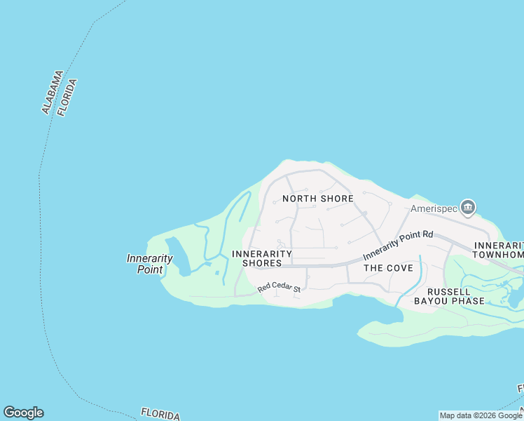 map of restaurants, bars, coffee shops, grocery stores, and more near 5508 North Shore Road in Pensacola