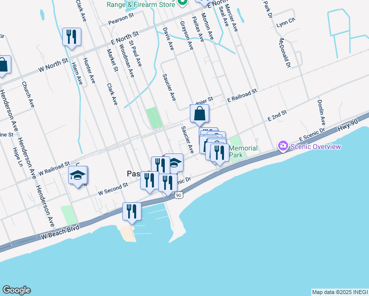 map of restaurants, bars, coffee shops, grocery stores, and more near 239 2nd St in Gulfport