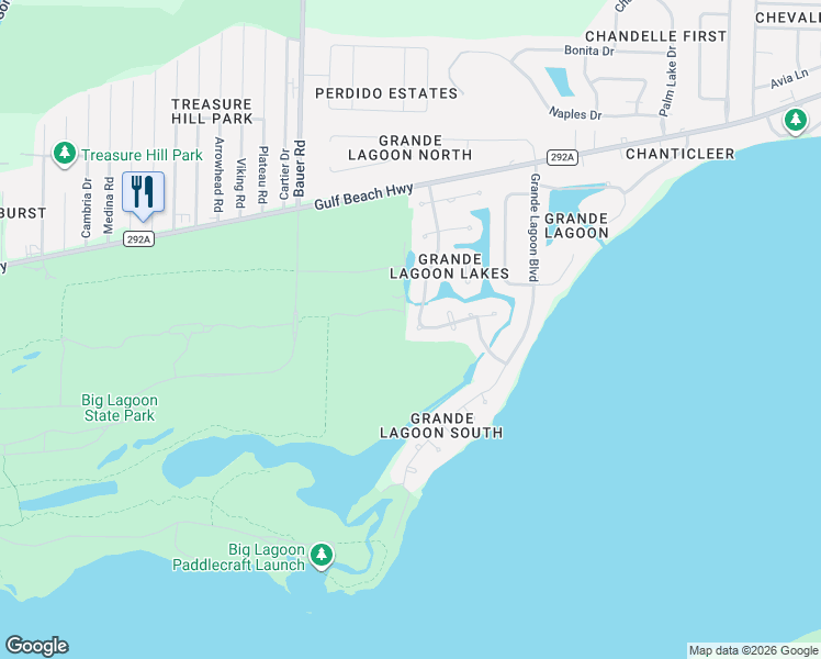 map of restaurants, bars, coffee shops, grocery stores, and more near 5611 Ponte Verde Road in Pensacola