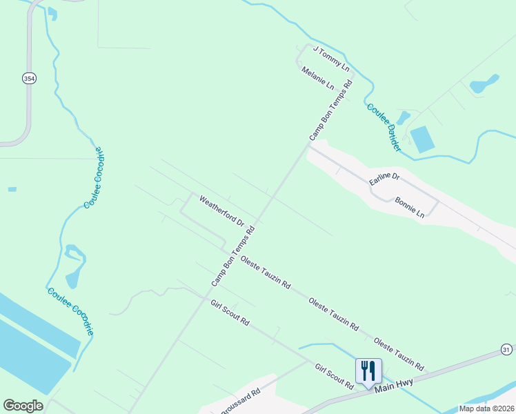 map of restaurants, bars, coffee shops, grocery stores, and more near 1099-1121 Camp Bon Temps Rd in Breaux Bridge