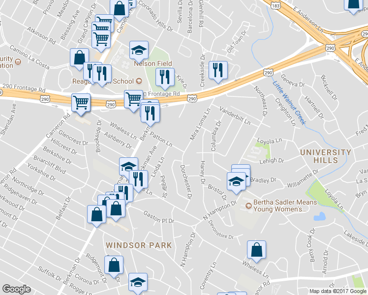 map of restaurants, bars, coffee shops, grocery stores, and more near 1914 Patton Lane in Austin