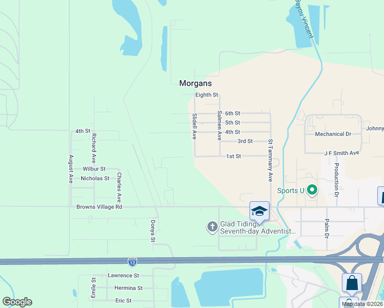 map of restaurants, bars, coffee shops, grocery stores, and more near 61137 Slidell Avenue in Slidell